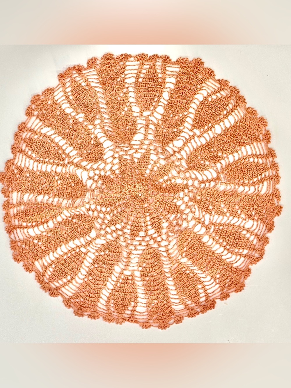 Handmade Coral Crochet Doily - Decorative Table Accent